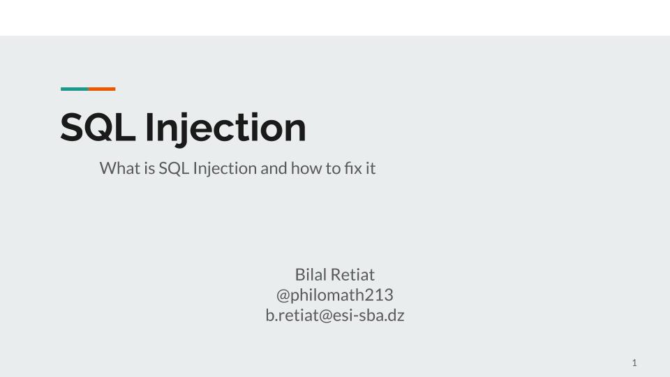 SQL Injection | philomath213